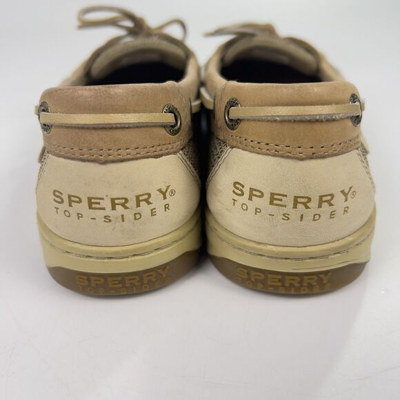SPERRY TOP-SIDER Women’s 7.5M‎ Angelfish Tan Linen Leather Boat Shoes Coastal - Picture 6 of 12